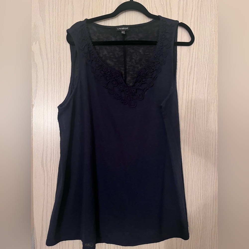 Lane Bryant Lace-Trimmed Black Sleeveless Top